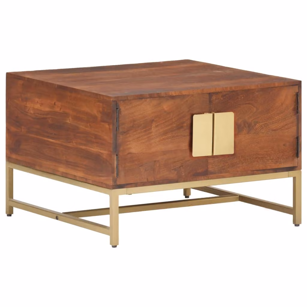 Tavolino marrone miele 67x67x45 cm in legno massiccio di acacia