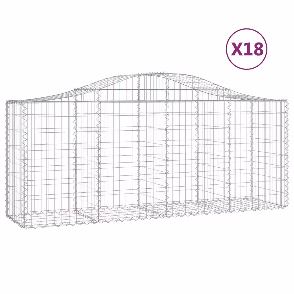 Set di 18 Cesti Gabbioni ad Arco Videx in Acciaio Zincato Colore Argento L: 200 cm, P: 50 cm, H: 80/100 cm – 2