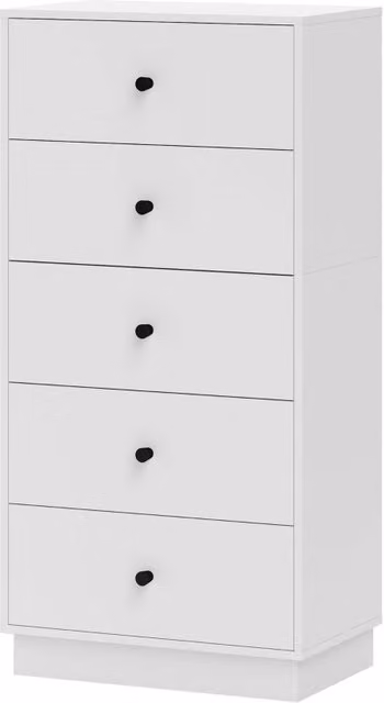 Cassettiera Chicfurn con 5 cassetti e piano d'appoggio in stile moderno per soggiorno e camera da letto, L: 47 cm, P: 29 cm, H: 95 cm, bianco – 1