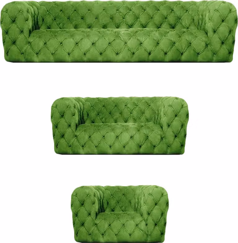 Chesterfield Komplett 3tlg Sofagarnitur Wohnzimmer Modern Textil Sitzmöbel