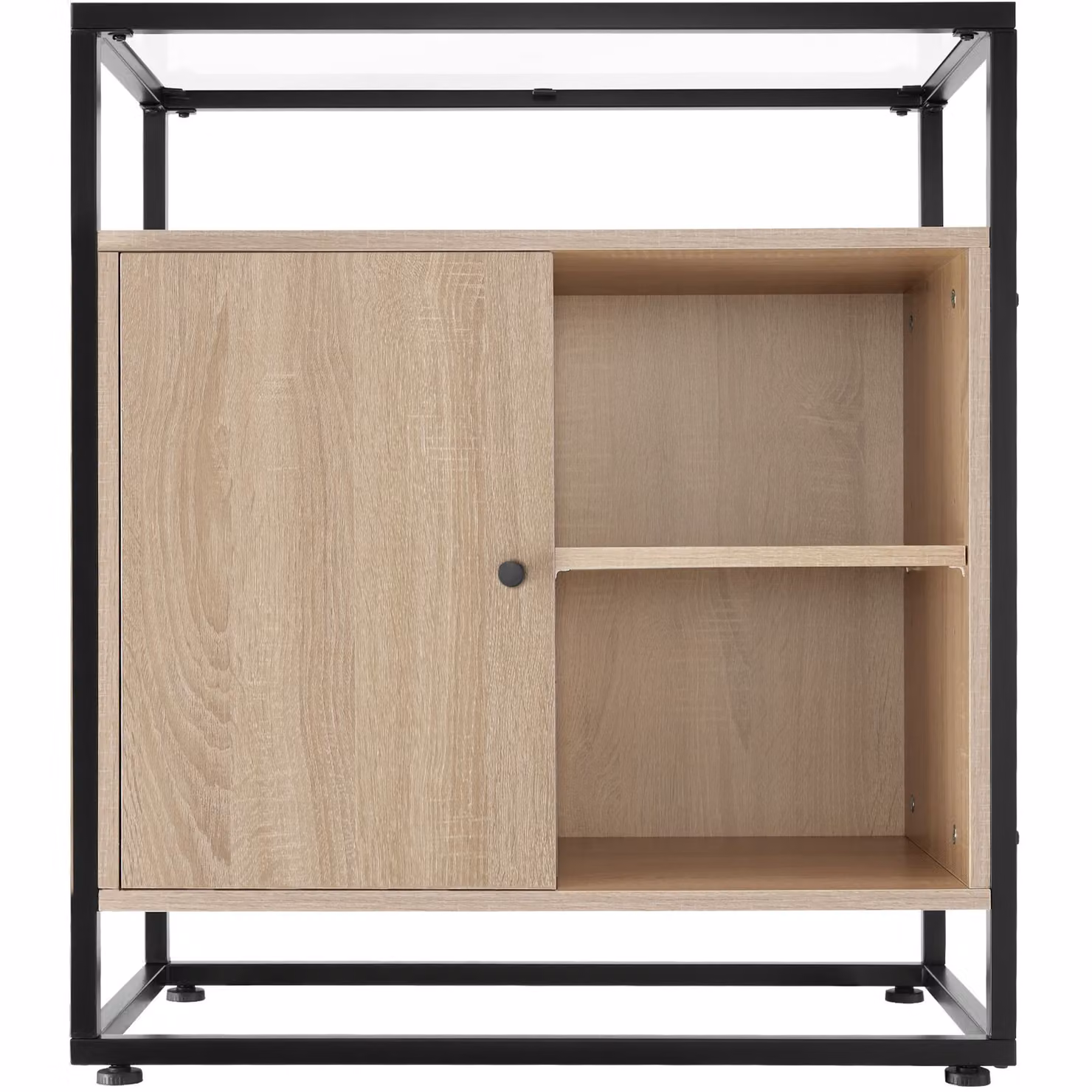Cassettone Conventry TecTake in stile industriale con top in vetro, colore rovere e beige, L: 70 cm, P: 38 cm, H: 80,5 cm – 4