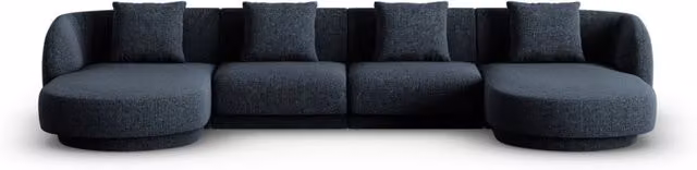 Divano panoramico Tulum a 5 posti Cosmopolitan Design in ciniglia blu reale L/P/H: 330 x 154 x 70 cm