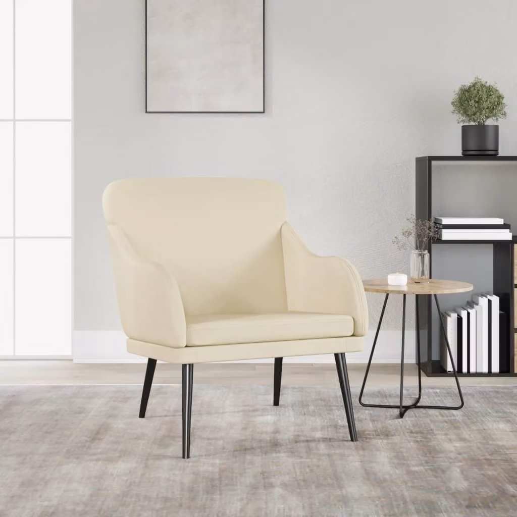 Poltrona relax moderna vidaXL in similpelle beige con braccioli L: 63 cm, P: 76 cm, H: 80 cm