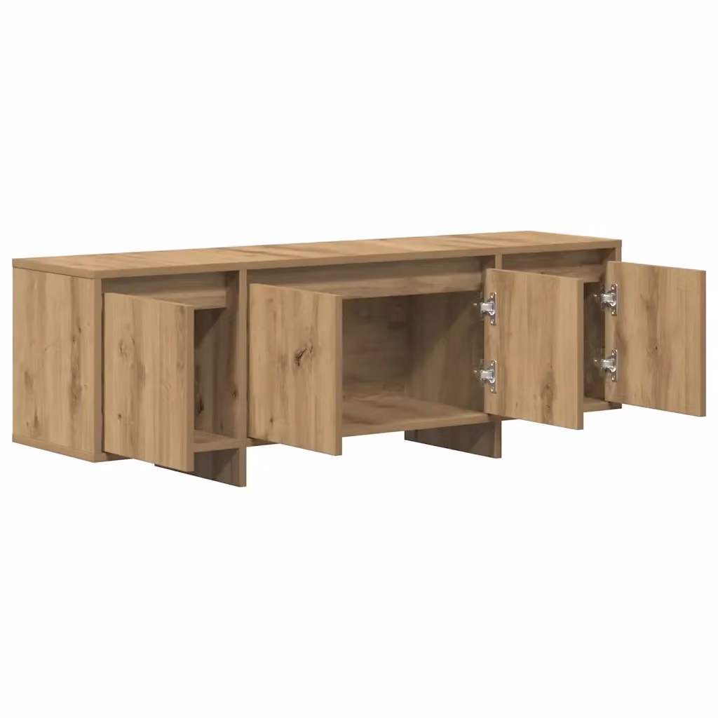 Mobile porta TV moderno in legno di rovere color marrone con ampio spazio contenitivo, L 120 cm x P 30 cm x H 40,5 cm – 2