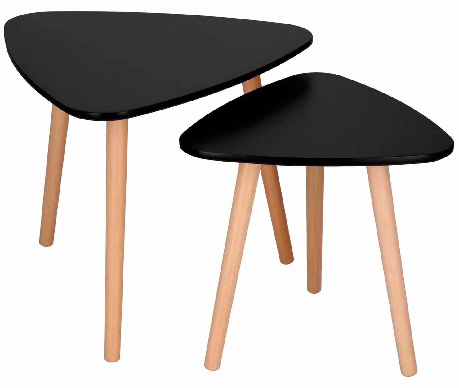 Tavolino da salotto - 2 pezzi - Stile scandinavo - Ideale per soggiorno o sala da pranzo - Forma triangolare - Colore nero