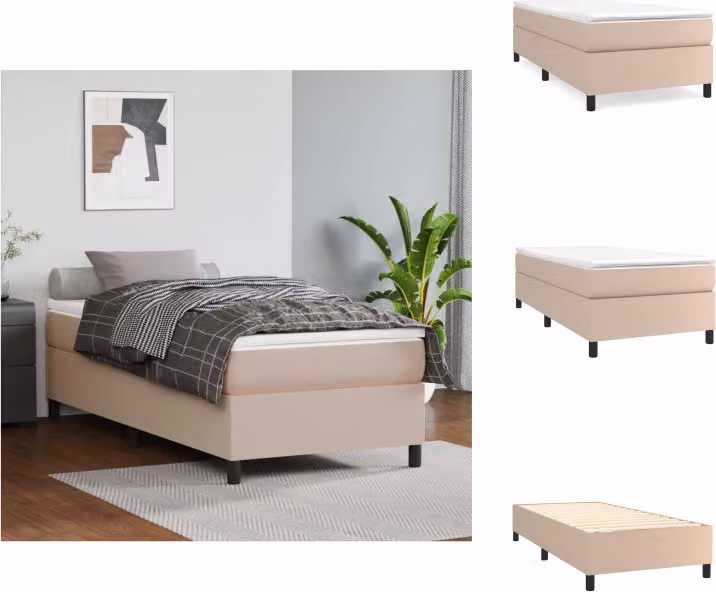 vidaXL Letto a molle con materasso cappuccino-marrone 90x200cm in Pelle finta - Letti e strutture letto