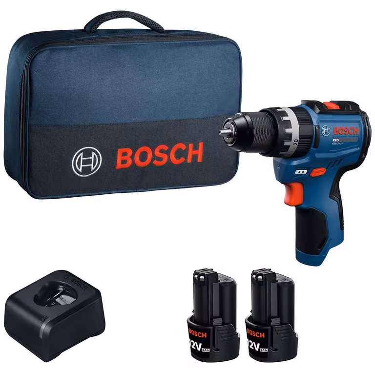 Trapano avvitatore a batteria GSB12V-31, con 2 batterie GBA12V-20, fornito in una custodia per utensili