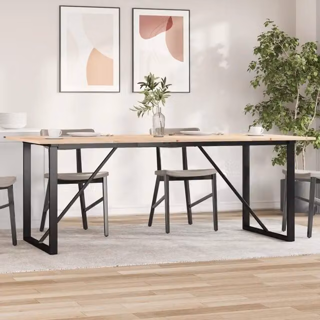 Tavolo da Pranzo Telaio a O 200x100x75 cm Legno Pino e Acciaio 3282679