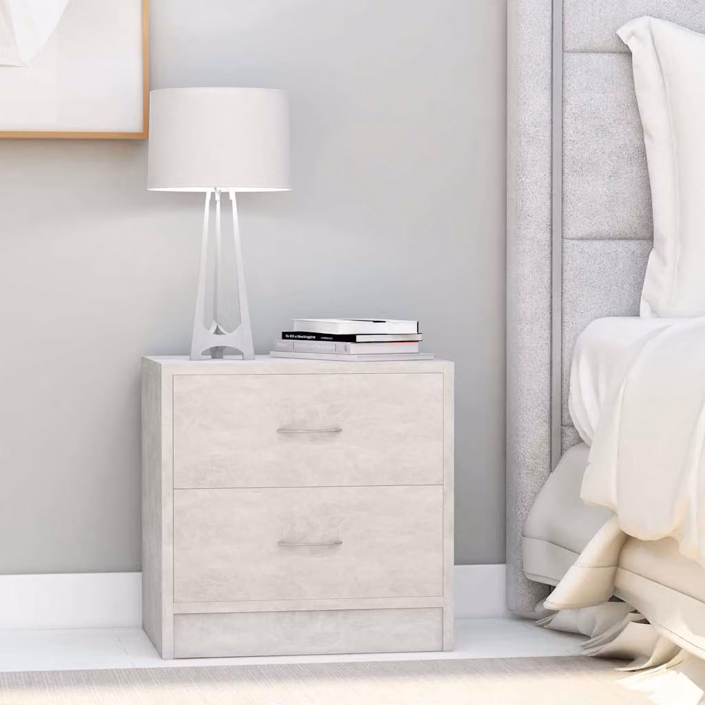 Set di 2 comodini vidaXL in legno multistrato e MDF, colore grigio cemento, L 40 x P 30 x H 40 cm