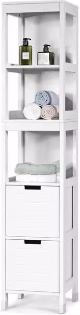 Armadio alto multiuso DESIGN IN in legno e MDF con ante a battente e ripiani, Bianco, H 145 x L 30 x P 30 cm