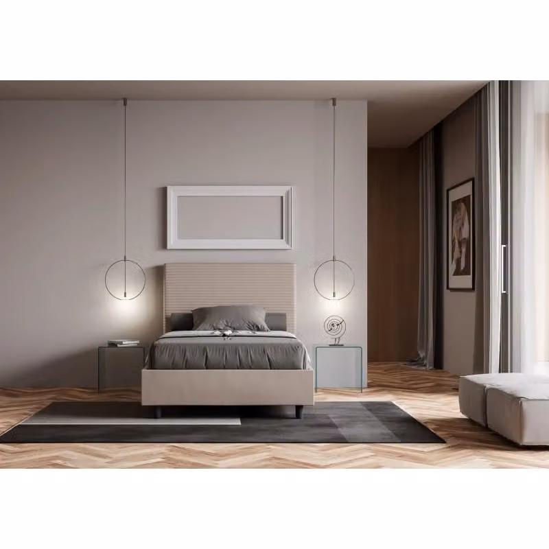 Letto imbottito con contenitore Ityhome Focus in similpelle beige L: 125 cm, P: 230 cm, H: 122 cm – 2