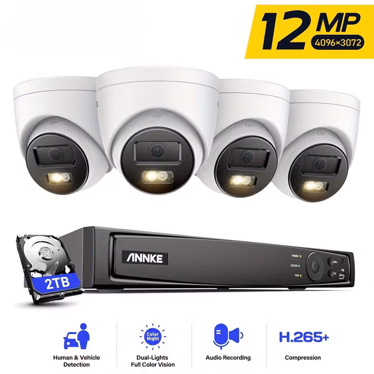 Sistema di videosorveglianza da 12 megapixel - Telecamera di sicurezza - Telecamera di sorveglianza - Telecamera IP - Registratore NVR