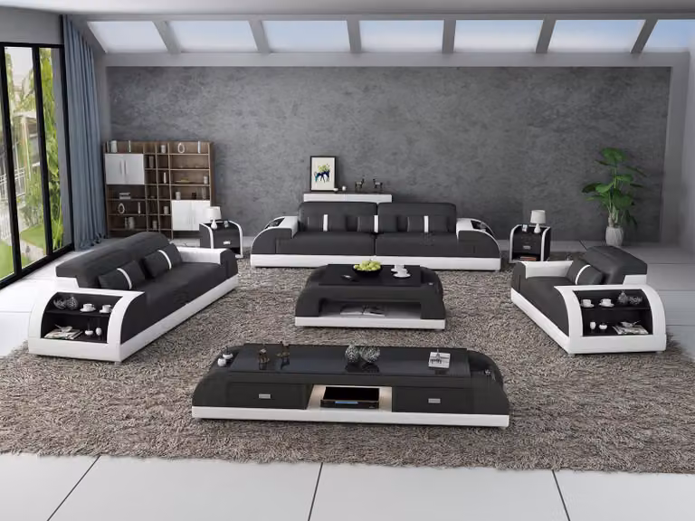Sofagarnitur 3 2 1 Sitzer Set Sofa Polster Couch Leder Relax Wohnzimmerset