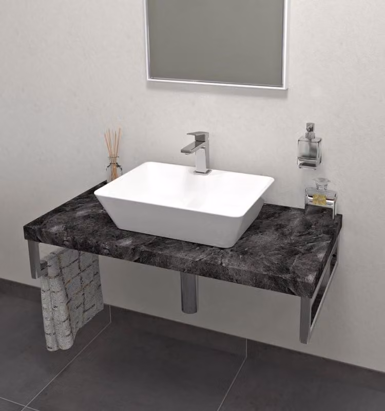 Sapho AVICE piano lavabo 60x50 cm, spessore 5 cm, pietra grezza