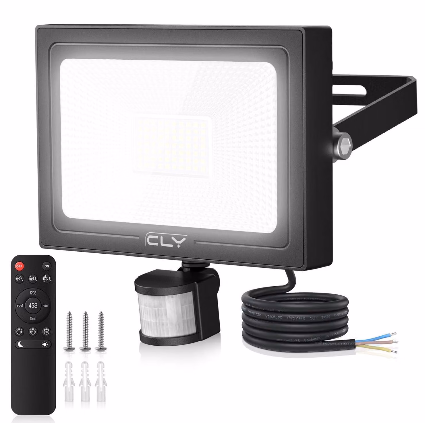 Faretto LED da esterno, 60W, 5640 lumen, luce bianca fredda, grado di protezione IP66, con telecomando
