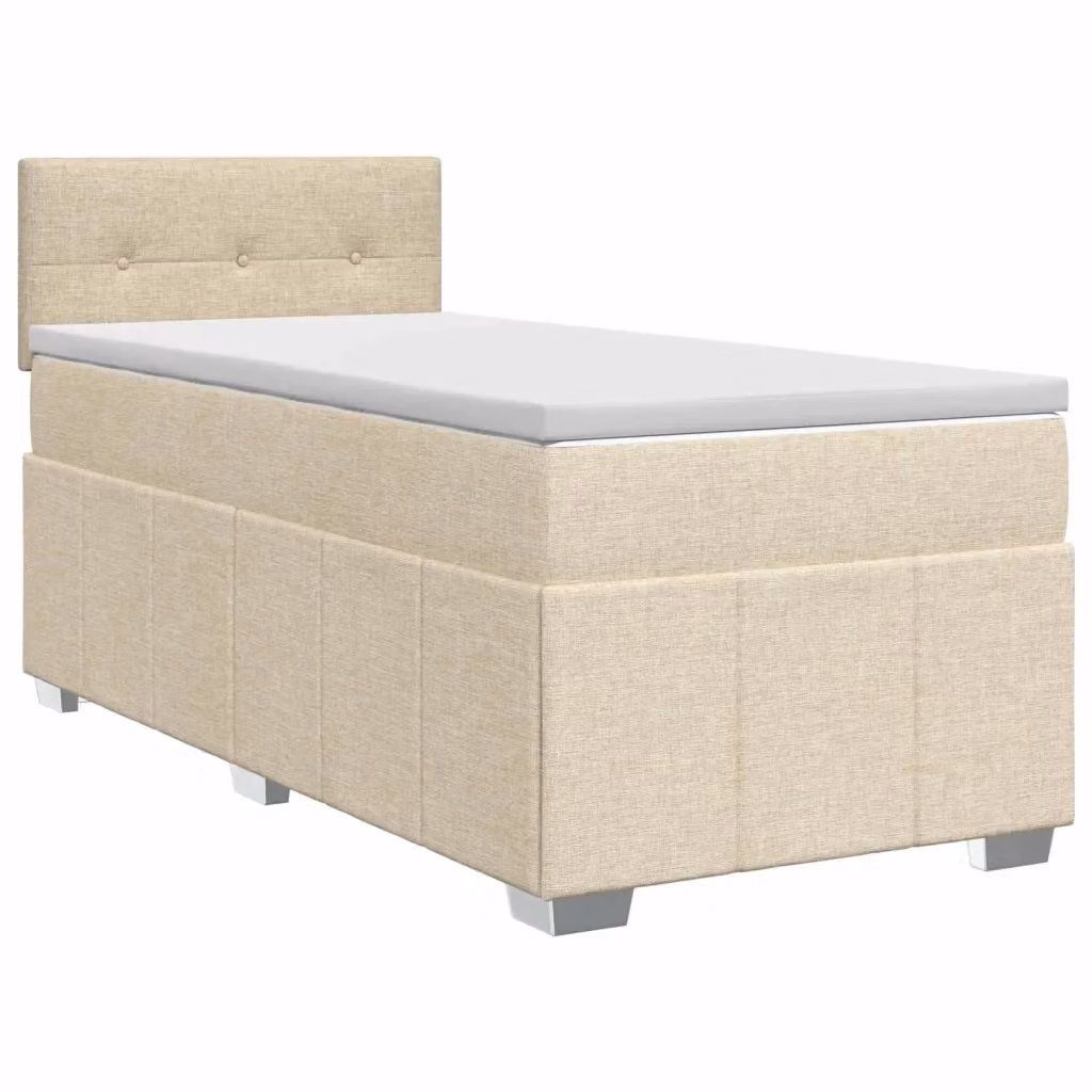 Letto box spring con materasso ibrido vidaXL in tessuto beige e bianco L/P: 100 x 200 cm – 2