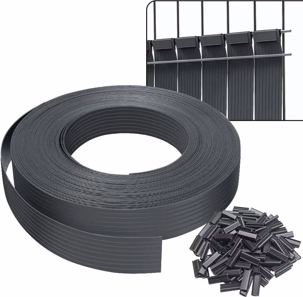Strisce frangivista VOUNOT® per recinzioni a doppia barra 75 m x 4,7 cm, recinzione frangivista in PVC con 150 clip, grigio