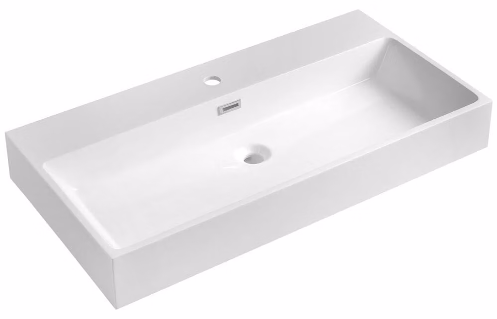 Lavabo AQUATIC, marmo fuso, 90x46cm, bianco