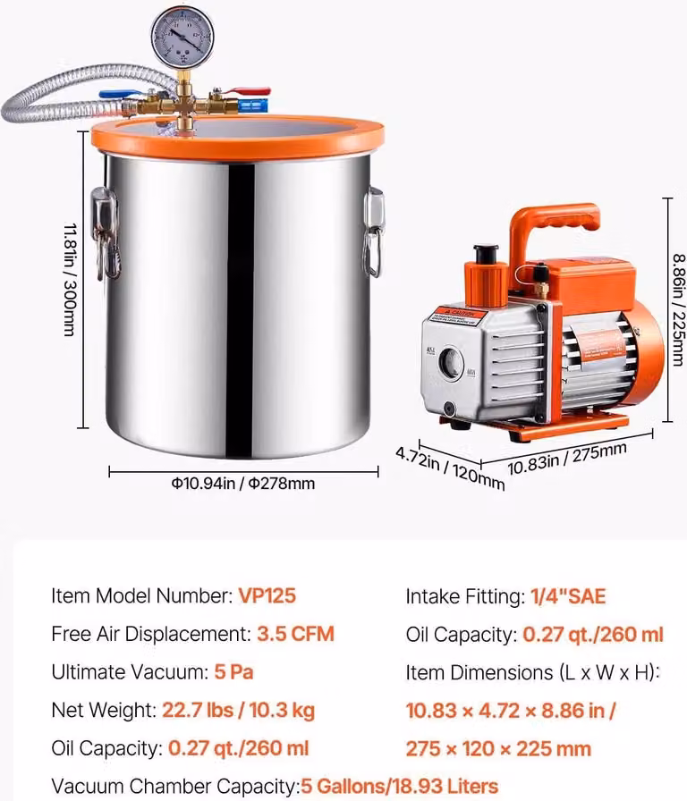Camera a vuoto, struttura robusta, prestazioni efficienti, 3,5 CFM 5 galloni, UE