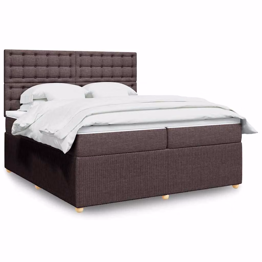 vidaXL Giroletto a Molle Ibrido con Materasso a Tasche Marrone e Bianco L/P: 200 x 200 cm