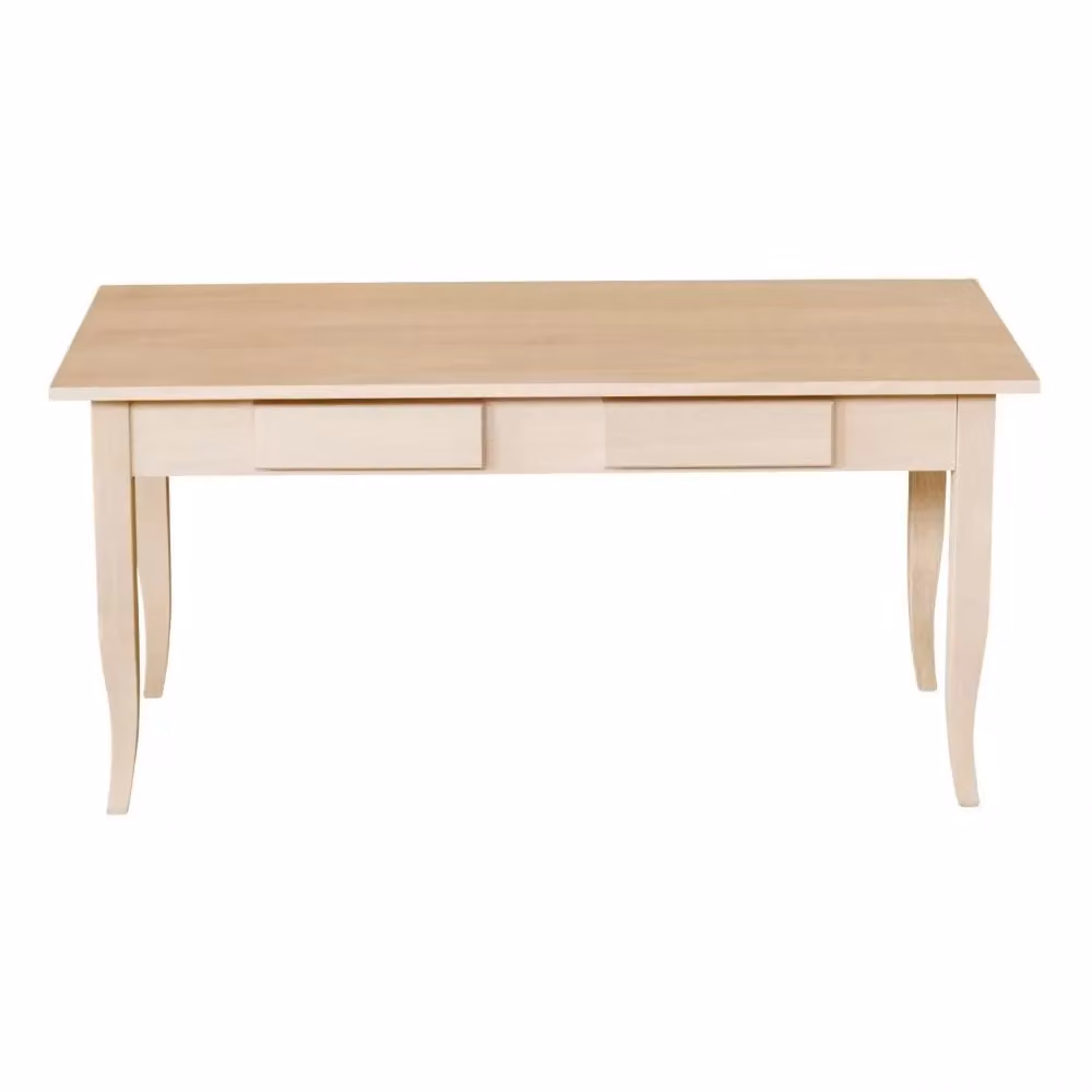Tavolino rettangolare con 2 cassetti in legno di faggio non trattato Mobili 2G L: 100 cm, P: 50 cm, H: 45 cm