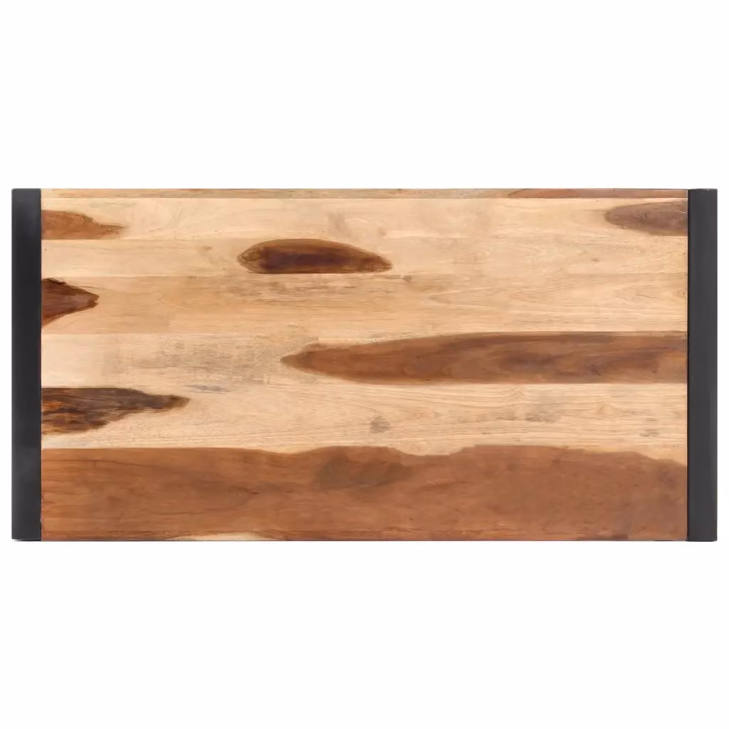 Tavolo da pranzo rettangolare in legno di acacia e metallo stile industrial vidaXL, L: 120 cm, P: 60 cm, H: 75 cm, marrone e nero – 2