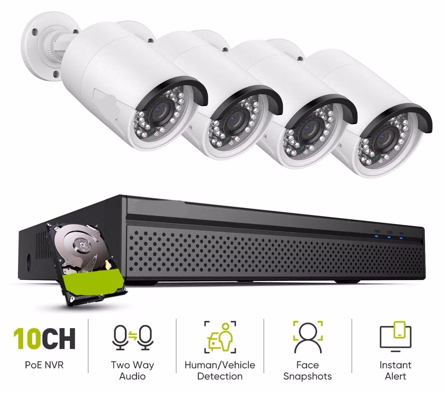Telecamere di sicurezza - Sistemi di videosorveglianza - Telecamere CCTV - Sistema 4K 8MP Ultra HD PoE - Registratore NVR a 8 canali, H.265+