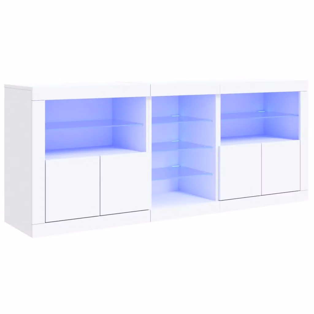 vidaXL Credenza Moderna con Luci LED Bianca L: 162 cm, P: 37 cm, H: 67 cm – 2