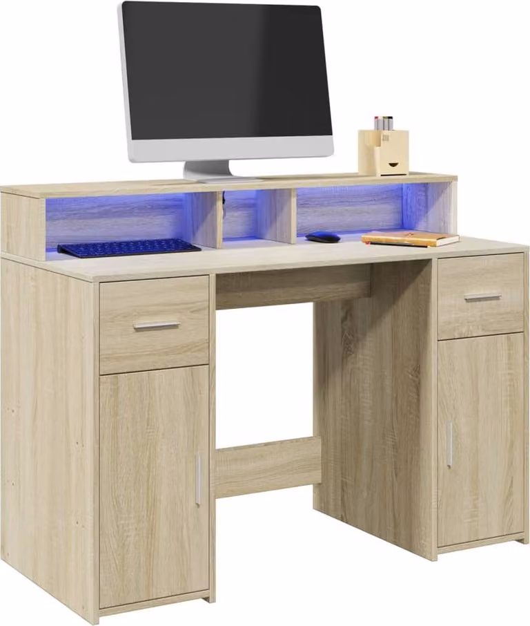 Maison Exclusive - Scrivania con Luci LED Rovere Sonoma 120x55x91cm in Multistrato