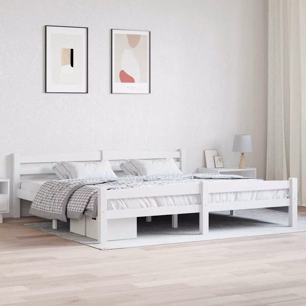 vidaXL Giroletto in Legno Massello di Pino Bianco L: 200 cm, P: 200 cm, H: 66 cm