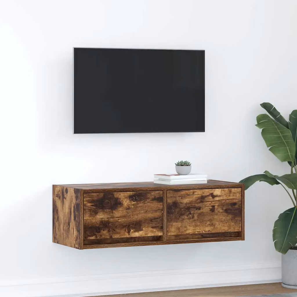 vidaXL Mobile Porta TV Rovere Fumo in Legno, L 80 x P 31 x H 25,5 cm