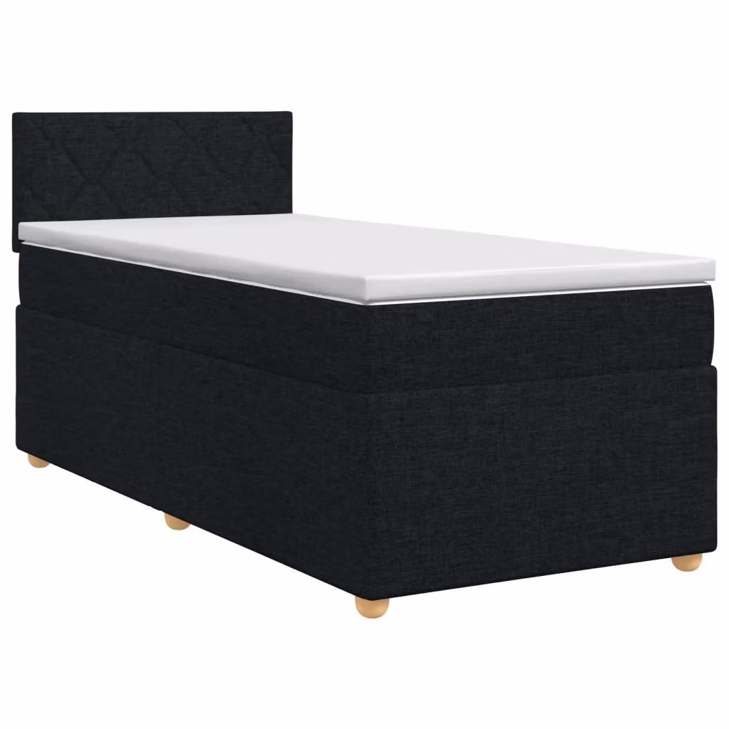Letto box spring con materasso ibrido vidaXL in tessuto nero L/P/H: 190 x 90 x 34,5 cm – 2