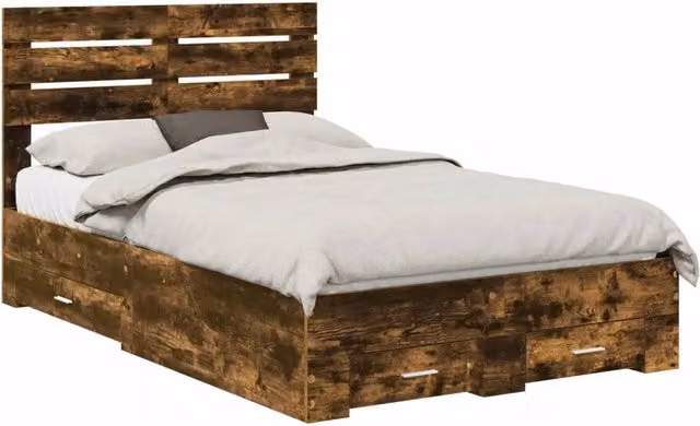 Letto matrimoniale | Letto per adulti | Struttura del letto con cassetto con testiera Legno multistrato