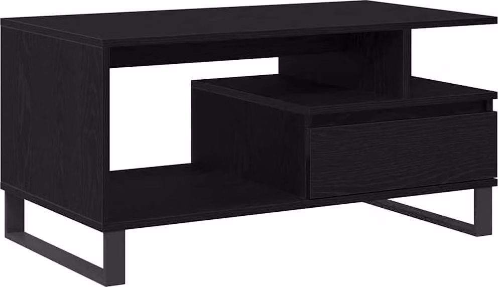 Tavolino da salotto con cassetto Rovere Nero 90 x 49 x 45 cm
