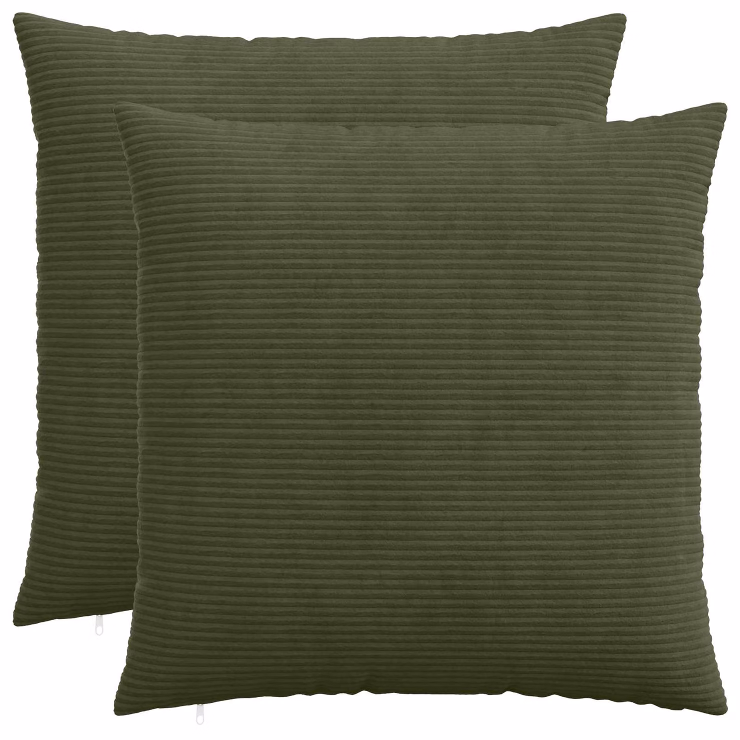 Set di 2 federe vidaXL HEERLEN in velluto a coste verdi, L 80 x L 80 cm