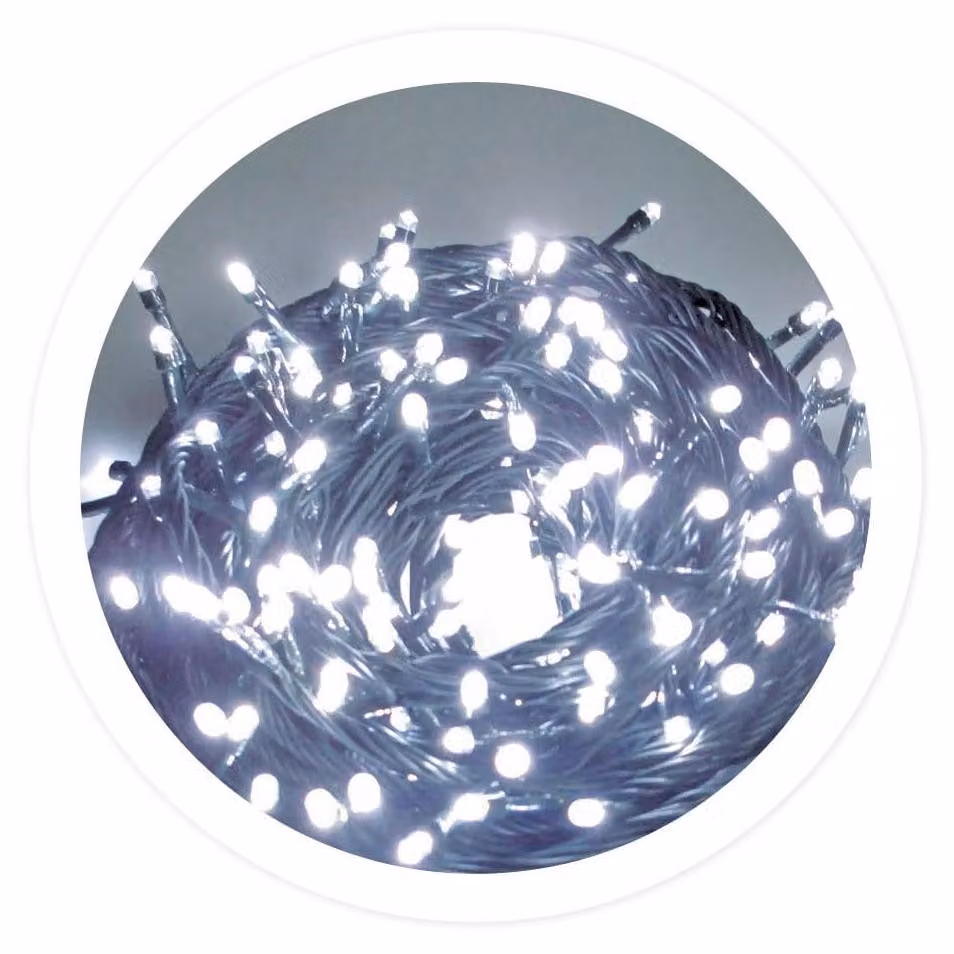 Catena luminosa da 20 metri, con 200 LED bianchi, 8 funzioni, grado di protezione IP44