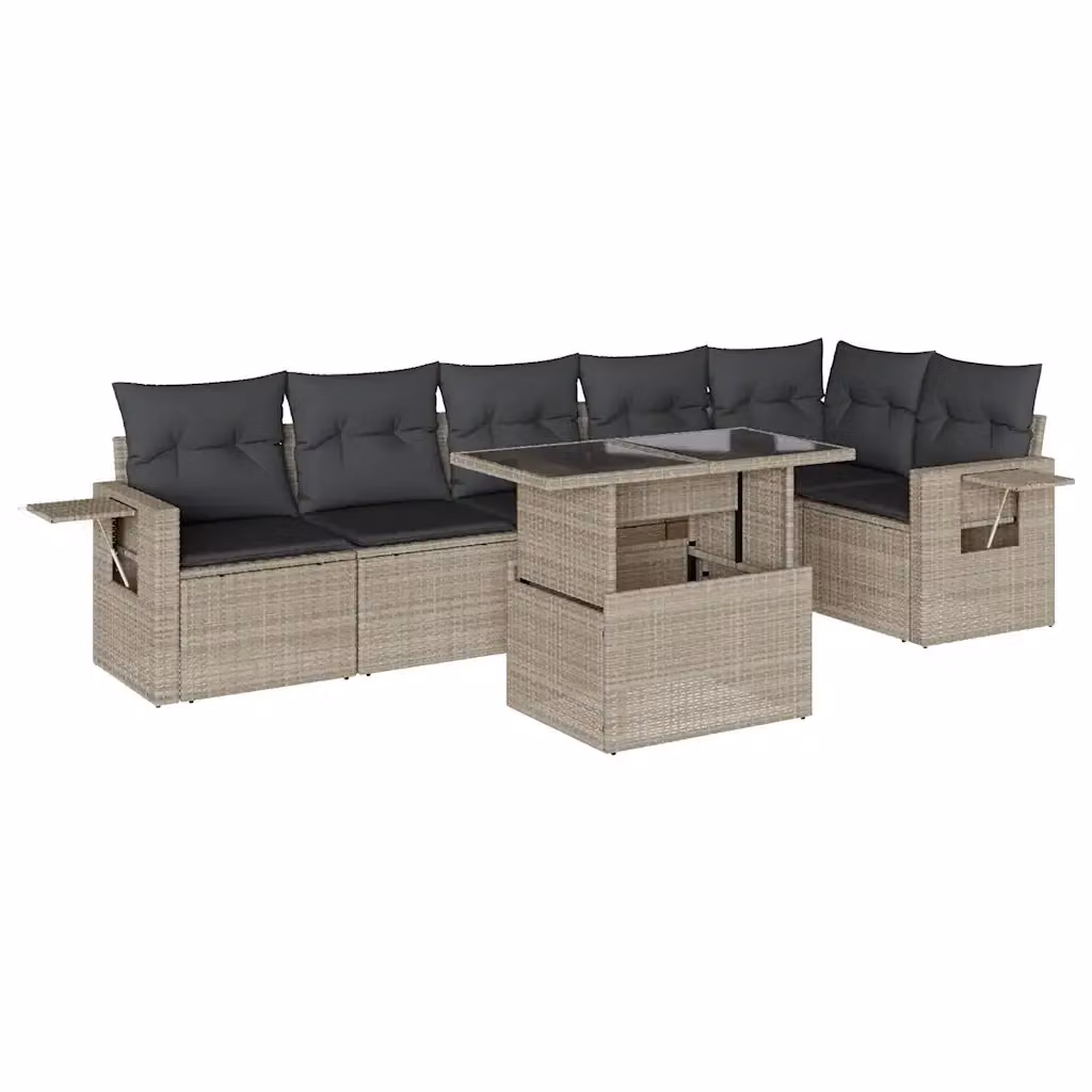 Set di Divani da Giardino a L vidaXL in Polyrattan Grigio Antracite con 7 Pezzi e Cuscini Inclusi – 2