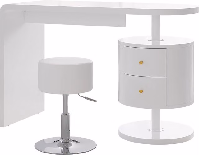Tavolo da toeletta Lara Bianco 120 cm senza specchio, con sgabello Vicco