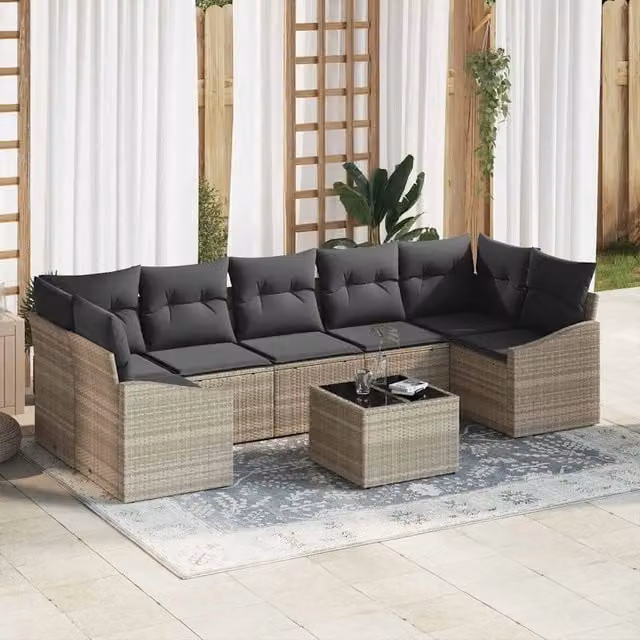 Set di divani 8 pz Grigio chiaro e grigio scuro polyrattan 3355311