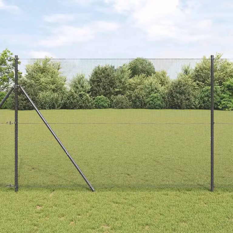 Palo della recinzione rotondo vidaXL in acciaio e PVC, Grigio, H: 150 cm, L: 5,5 cm, P: 3,2 cm