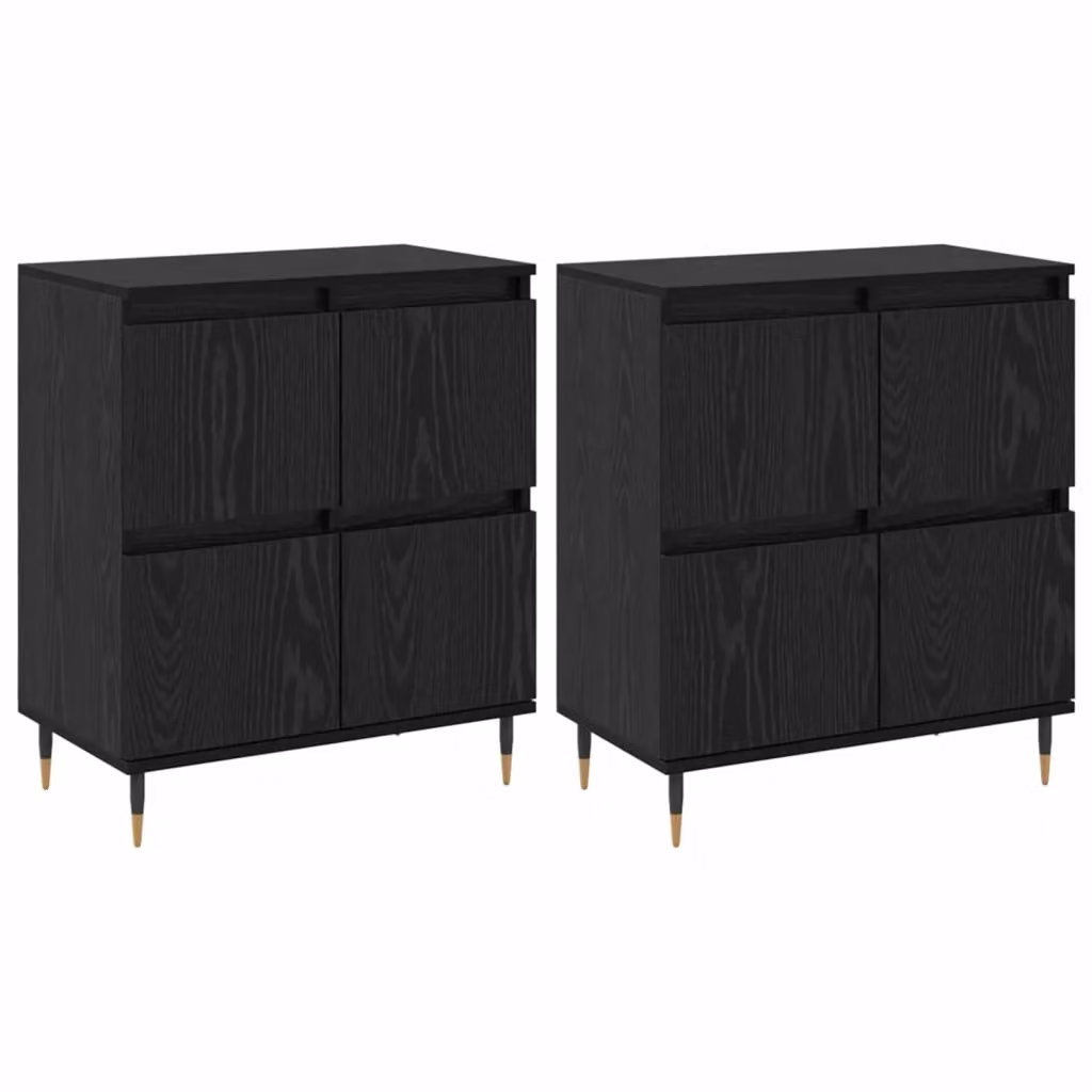 Armadio moderno vidaXL in legno con ante a battente, colore nero e rovere, L: 60 cm, P: 35 cm, H: 70 cm – 2