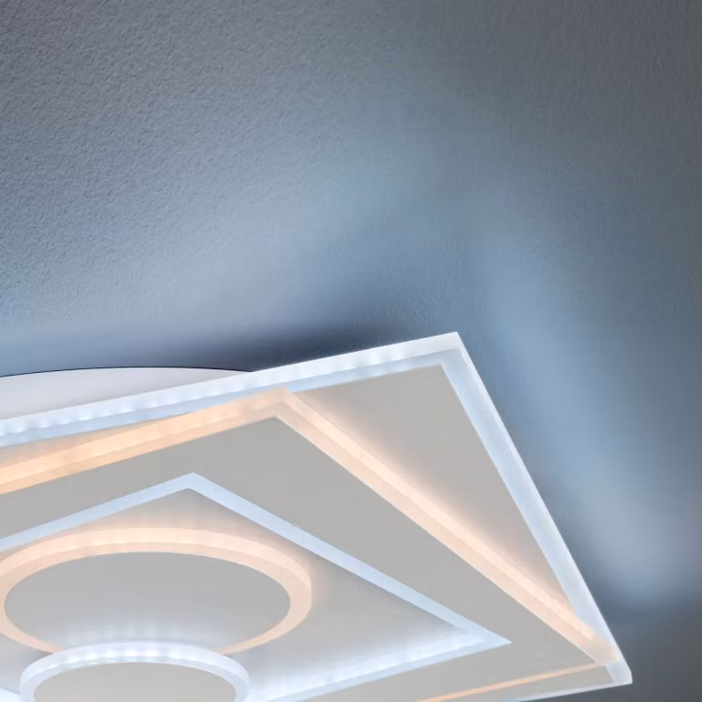 FISCHER & HONSEL Plafoniera a LED Ratio, dimmerabile, Bianco / Opale, Soggiorno / Sala da pranzo, Metallo, Moderno, Plafoniera LED