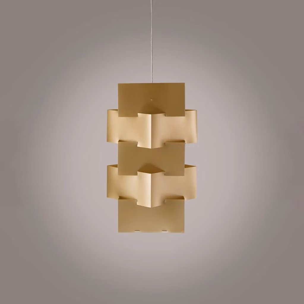 Lampada a sospensione moderna Building Polilux Linea Zero in metallo oro e cromo, attacco E27, H: 60 cm – 2