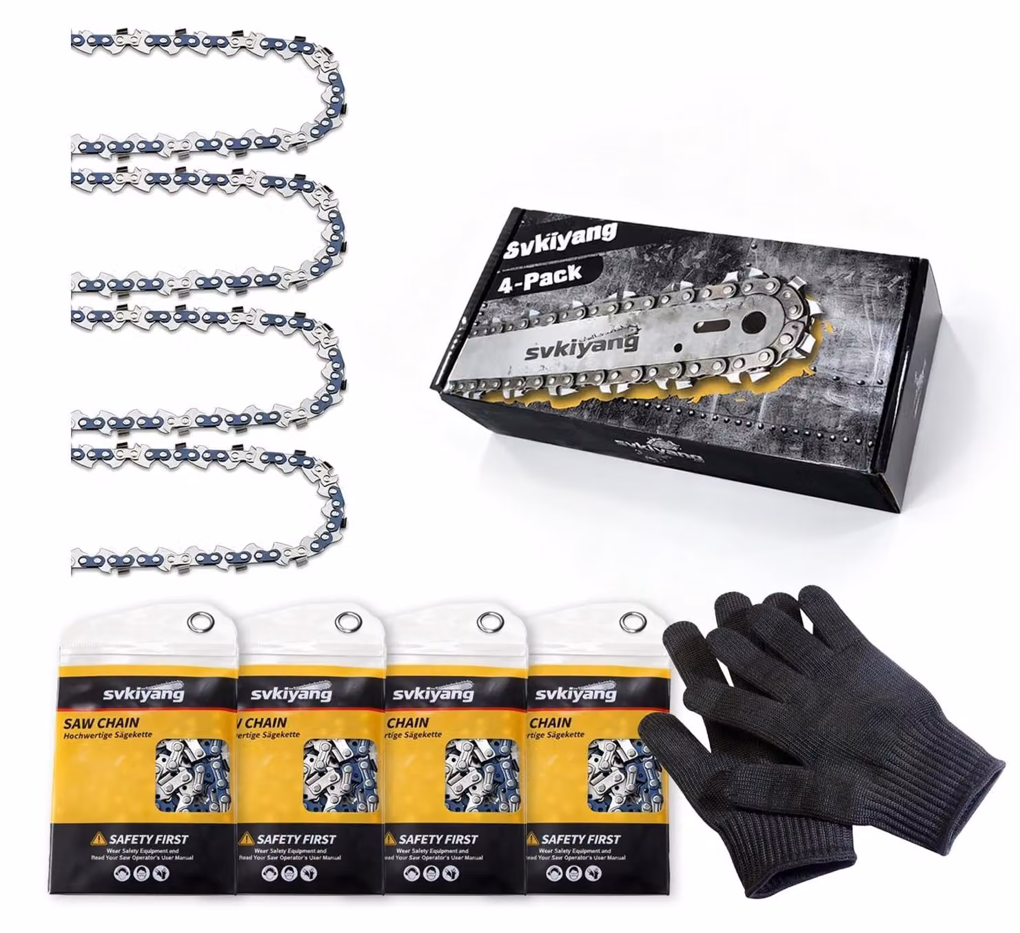 Omgoods - 4 catene per motosega, compatibili con lame da 25 cm