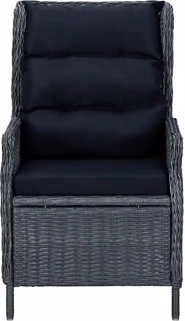 Sedia da Giardino | Sedie da Esterno Reclinabile e Cuscino Polyrattan Grigio Scuro