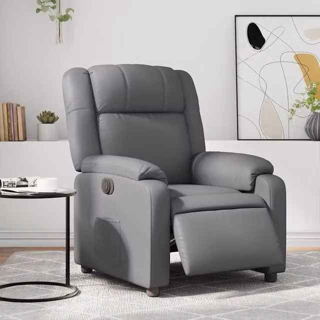 Poltrona Reclinabile Elettrica Relax vidaXL in Similpelle Grigia con Braccioli – 1