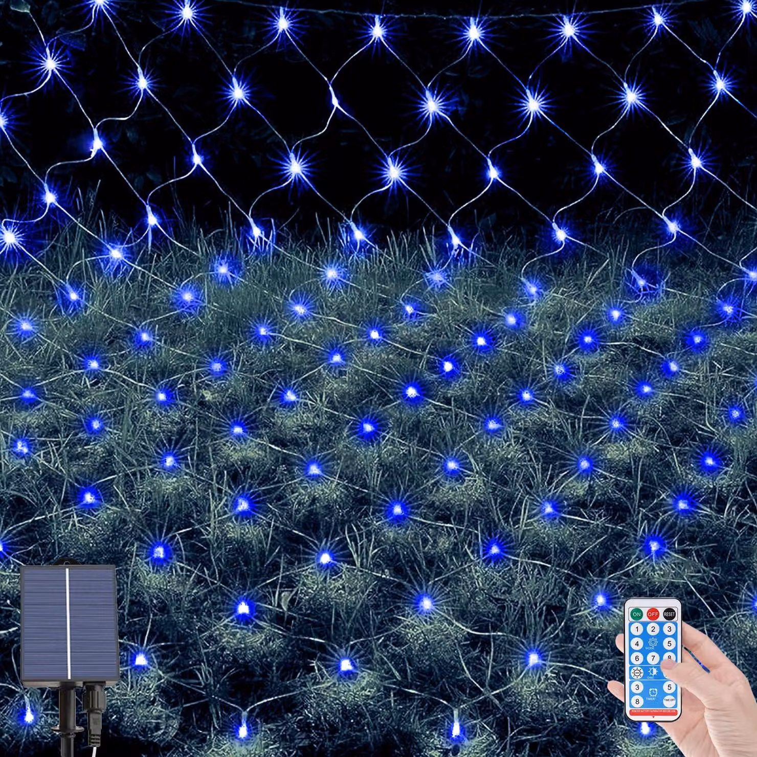 198 LED, rete luminosa solare per esterni, 2 x 3 metri, impermeabile