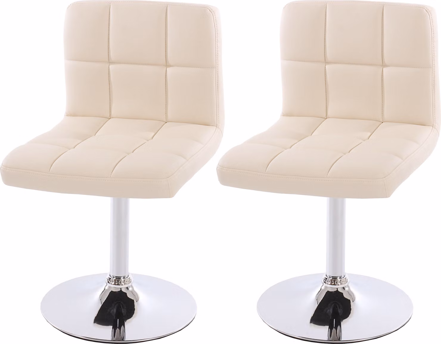 set di 2 sedie per sala da pranzo Sedia girevole Sedia Kavala in Pelle finta cromata ~ crema
