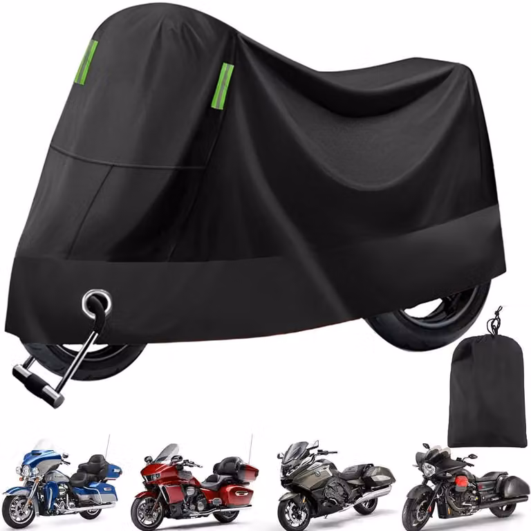 Copertura impermeabile per motociclette, dimensioni XXL, tessuto Oxford 210D, colore nero, dimensioni 245x105x125 cm