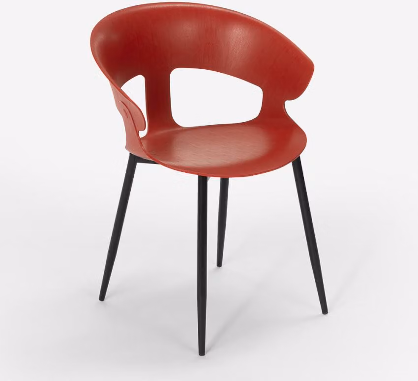 Sedia di design moderno in metallo e polipropilene per cucina bar ristorante Evelyn - Rosso